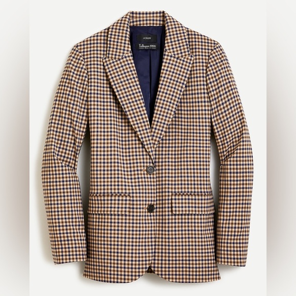 J. Crew Jackets & Blazers - J. Crew NWOT Women’s Boyfriend Blazer Beige Plaid Italian Stretch Wool Blend